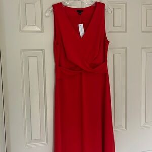 Ann Taylor Bold Red Twist Midi Dress
